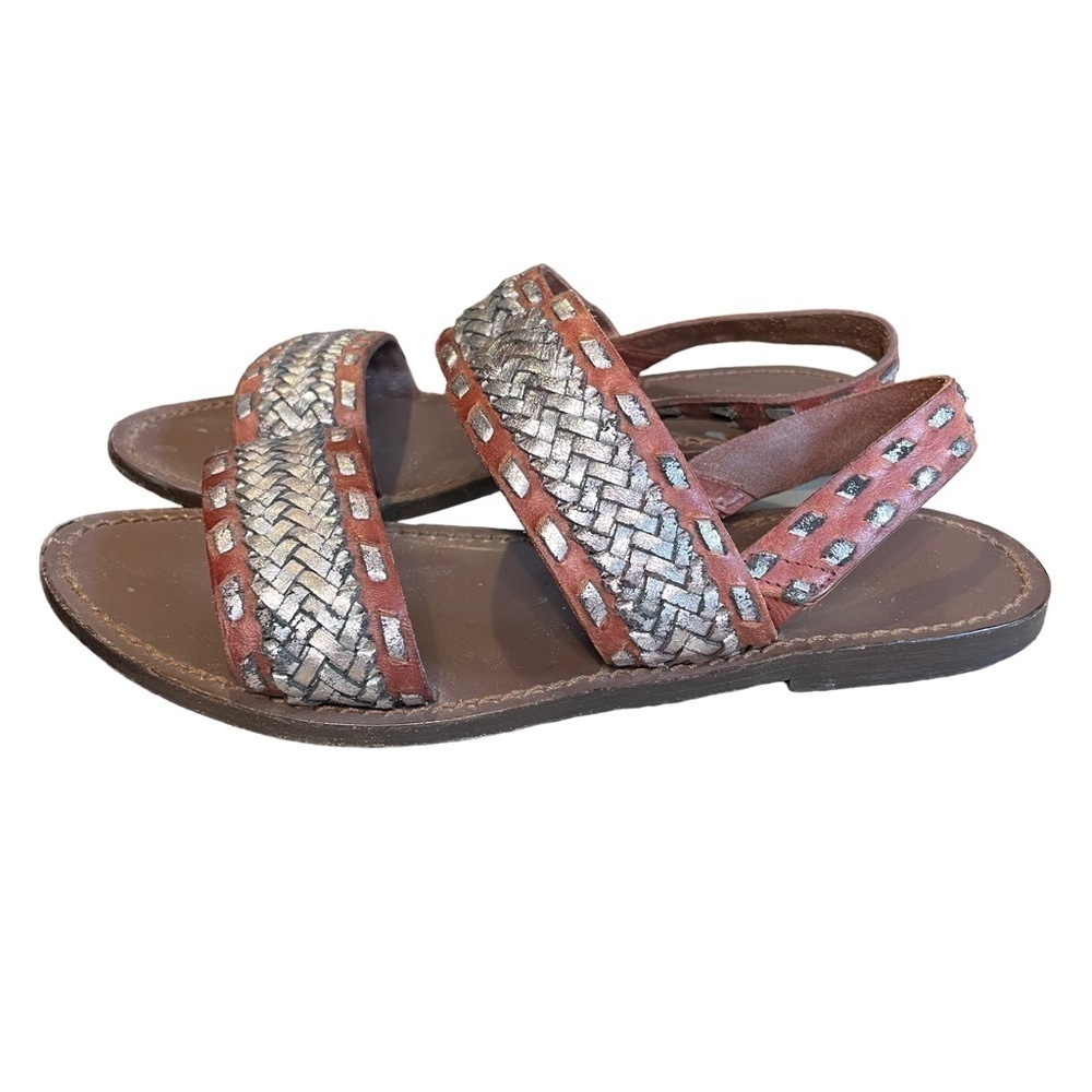 Maje Fatale Woven Leather Slingback Sandal, Camel Brown Size 38 US 8